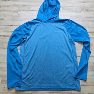 Nike Men's MED Blue Long Sleeve Hooded Training Top Shirt Dri-FIT Lightweight